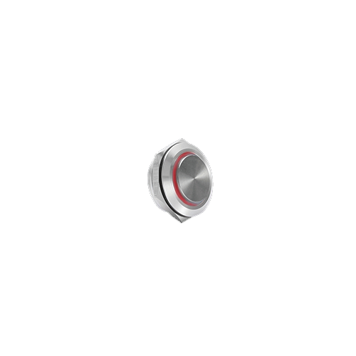 12mm low profile anti-vandal switch, panel mount push button switch, ring led illumination red colour, brushed steel material, high head, LED SWITCHES, switch with illumination, metal RGB switches, rjs electronics ltd