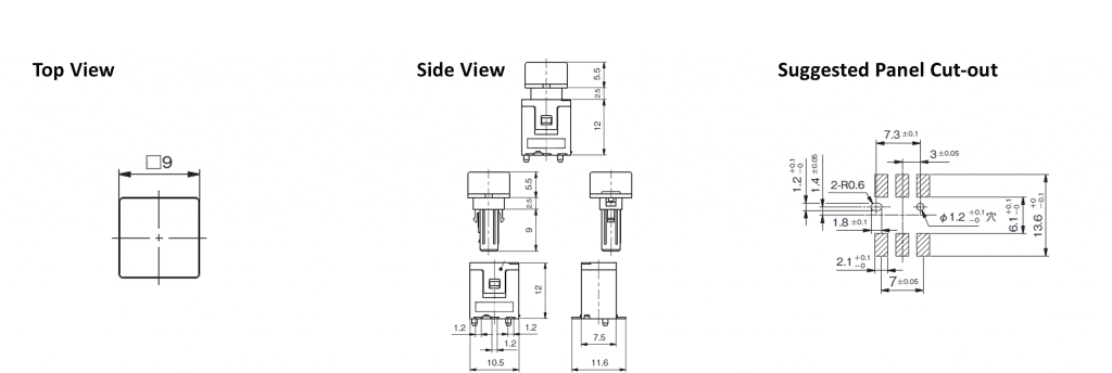 Drawing of illuminated switch, rjs electronics ltd