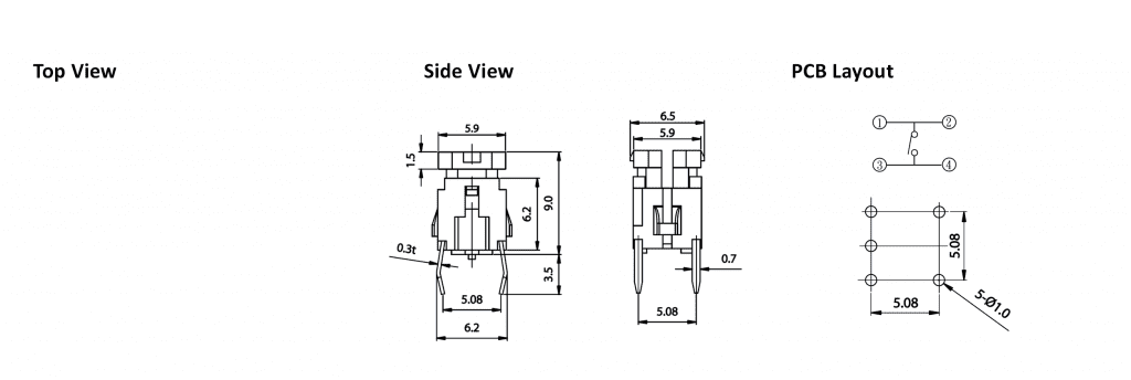 push button switch drawing, rjs electronics ltd