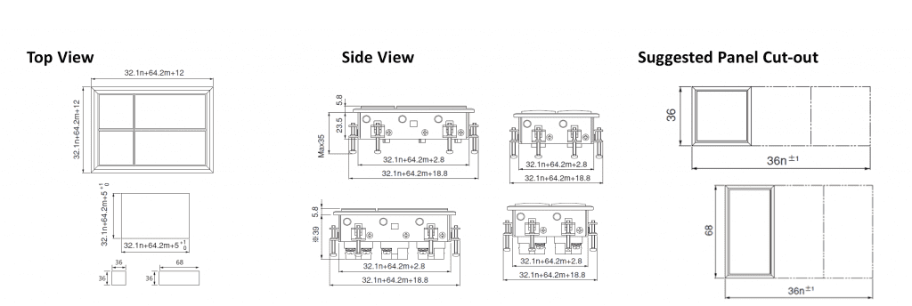 Drawing for 3L led push button switch, rjs electronics ltd