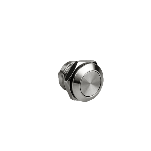 12mm, 16mm, 19mm, 22mm, 25mm, 30mm metal anti-vandal push button switch with ring LED illumination options. Solder lug terminals and screw terminals. RJS Electronics Ltd. Stainless steel, black aluminium anodised finish non-illuminated push button, micro travel, low profile switch.