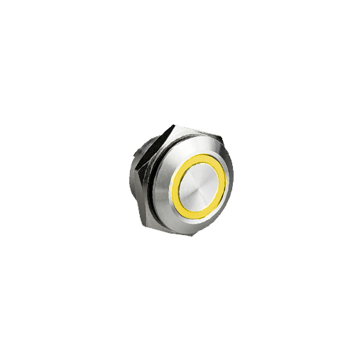 16mm metal anti vandal switch, panel mount, ring led illumination, low profile switch, LED Switches, RGB switches, switch with illumination, RJS Electronics Ltd