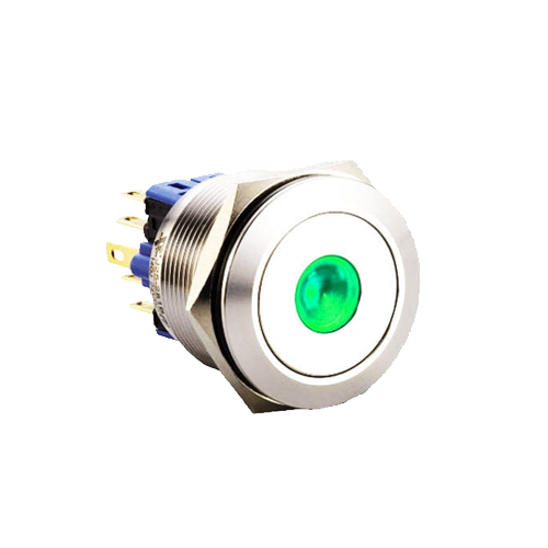 25mm metal push button switch, dot LED illumination, antivandal switch, panel mount, LED SWITCHES, RJS Electronics