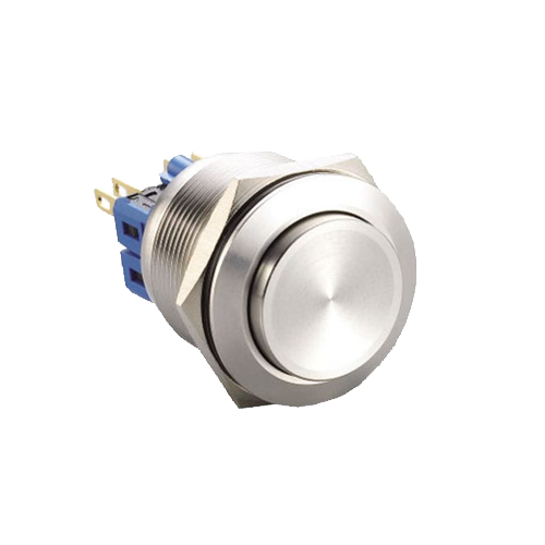 25mm metal push button switch, non-illuminated, antivandal switch, panel mount, RJS Electronics Ltd