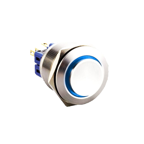 25mm metal push button switch, ring LED illumination, antivandal switch, panel mount, LED SWITCHES, RJS Electronics