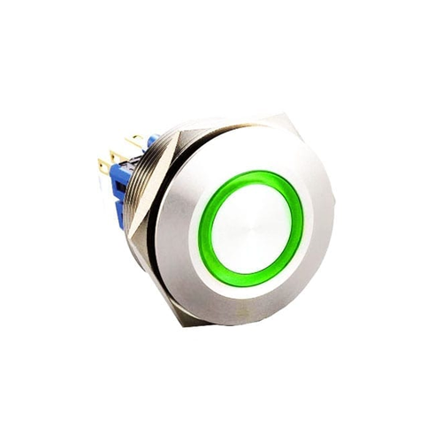28mm metal push button switch, ring LED illumination, RGB switches, anti vandal switch, panel mount, LED SWITCHES, RJS Electronics