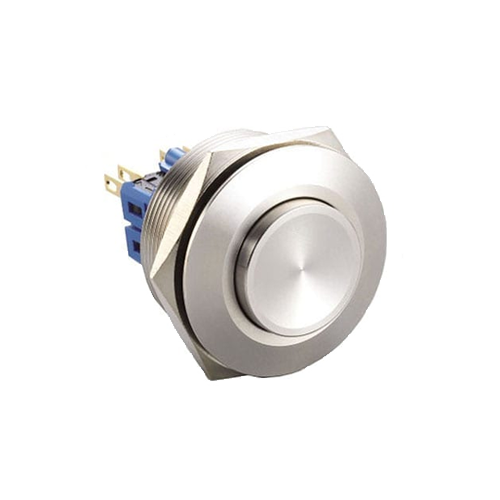 28mm metal push button switch, non-illuminated, antivandal switch, panel mount, RJS Electronics Ltd