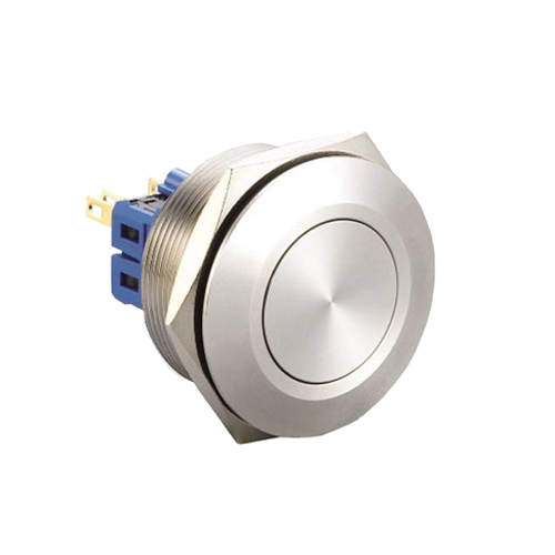 30mm metal push button switch, non-illuminated, antivandal switch, panel mount, RJS Electronics Ltd