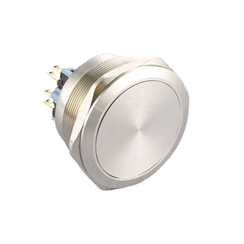 40mm metal push button switch, non-illuminated, antivandal switch, panel mount, RJS Electronics Ltd