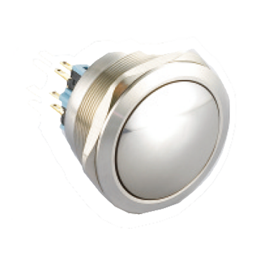 40mm metal push button switch, non-illuminated, antivandal switch, panel mount, RJS Electronics Ltd