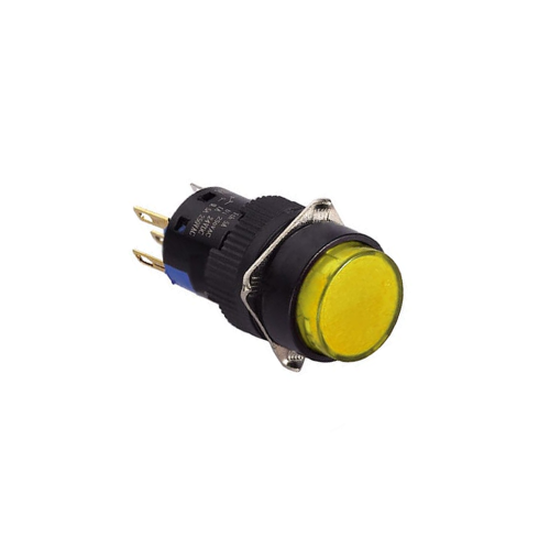 Plastic Push Button Switch, 16mm Push Button, panel mount switch. Single LED Illumination: Red, Green, Yellow, Blue, Orange and White. Plastic Push Button switch with LED illumination, choose from momentary or latching switch. IP65 rating, RJS Electronics Ltd