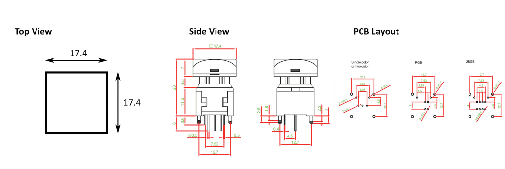 illuminated pcb switch drawing, rjs electronics ltd