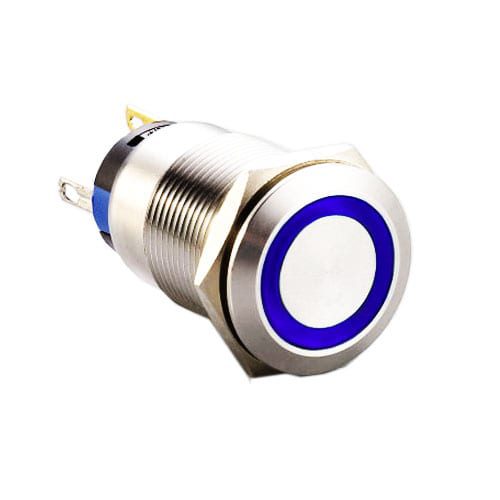 19mm Push button switch, with LED ring illumination