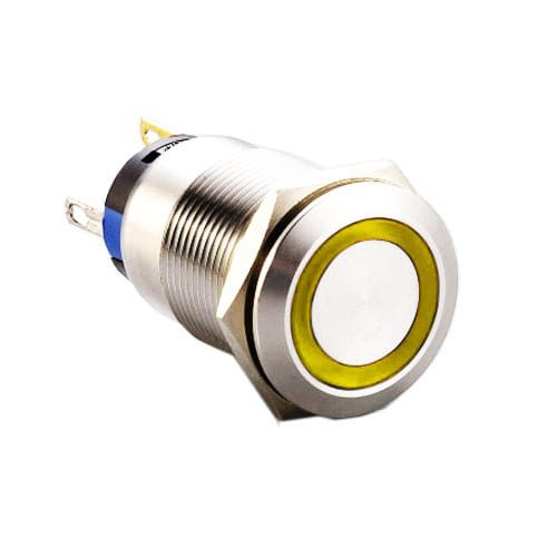 19mm metal indicator switch, with LED illumination, LED Switches, LED Illumination options, RJS Electronics Ltd