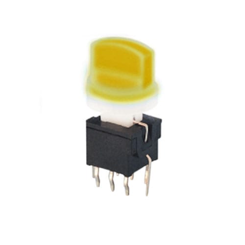 pb61301- yellow - PCB switches, Push button switch, Switch with LED illumination, single LED illumination, bi-colour LED illumination, RGB Illumination, momentary function or latching function, IP Rated, RJS Electronics Ltd.