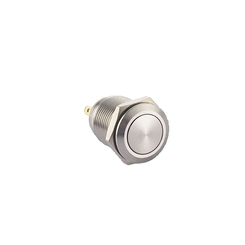 12mm metal push button switch, antivandal, non-illuminated, panel mount switch, rjs electronics ltd