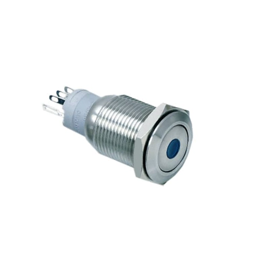 16mm metal push button switch, dot led illumination, antivandal, panel mount switch, LED SWITCHES, rjs electronics ltd