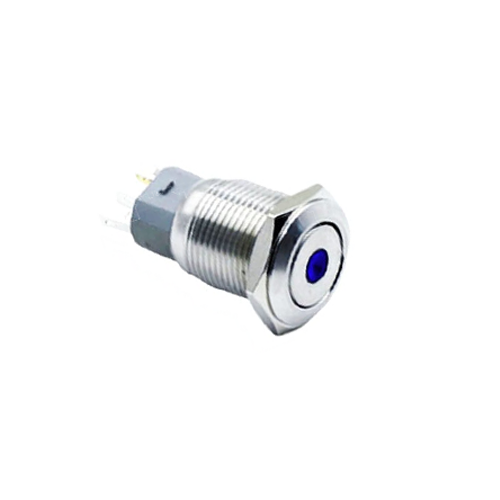 16mm metal push button switch, dot led illumination, panel mount, LED SWITCHES, rjs electronics ltd