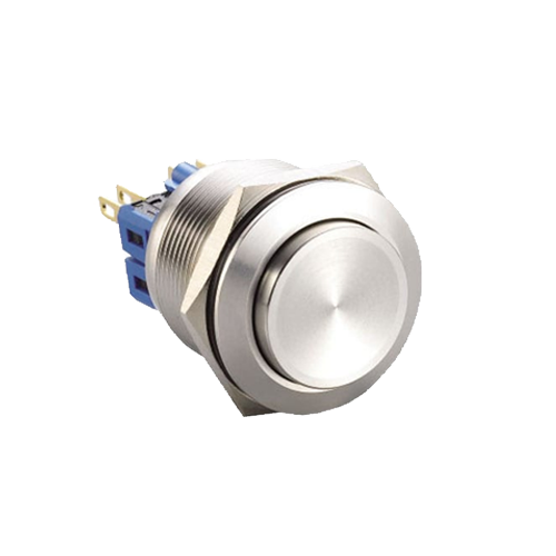 25mm metal push button switch, non-illuminated, antivandal switch, panel mount, RJS Electronics Ltd