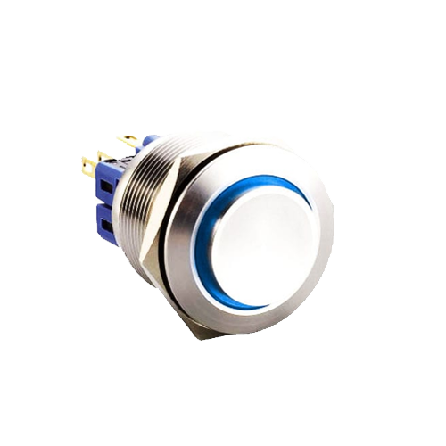25mm metal push button switch, ring LED illumination, antivandal switch, panel mount, LED SWITCHES, RJS Electronics Ltd