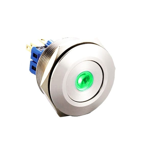 28mm metal push button switch, dot LED illumination, antivandal switch, panel mount, RJS Electronics