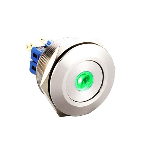 28mm metal push button switch, dot LED illumination, antivandal switch, panel mount, LED SWITCHES, RJS Electronics