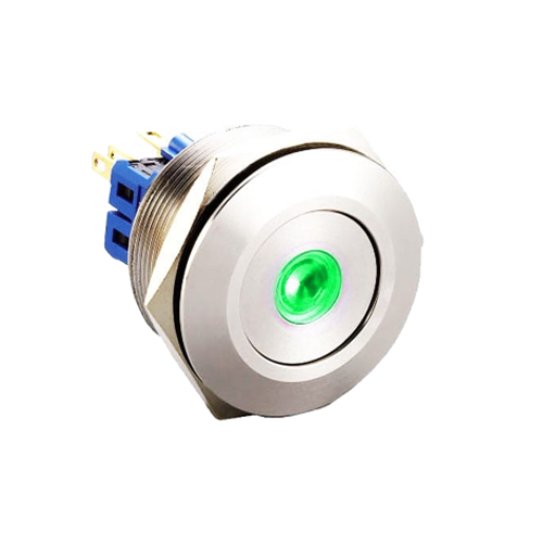 30mm metal push button switch, dot LED illumination, RGB LED, antivandal switch, panel mount, RJS Electronics