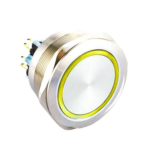 40mm metal push button switch, ring LED illumination, RGB LED, antivandal switch, panel mount, RJS Electronics