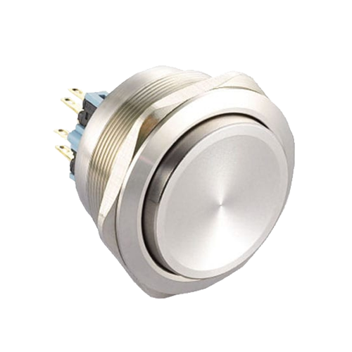 40mm metal push button switch, non-illuminated, antivandal switch, panel mount, RJS Electronics Ltd