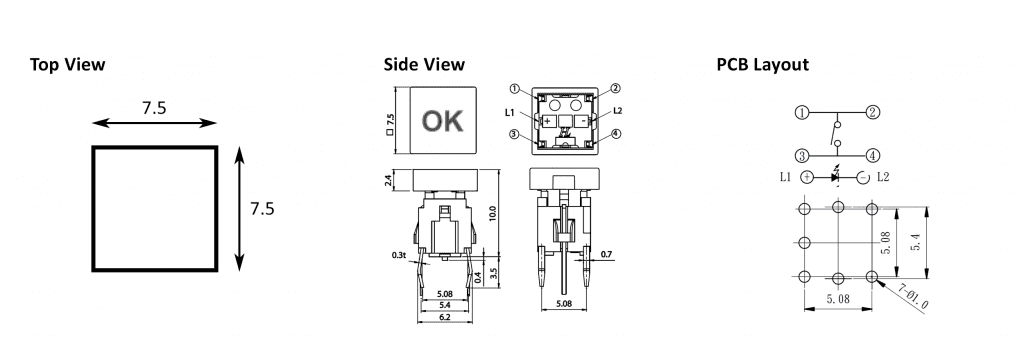 led illuminated switch drawing, rjs electronics ltd