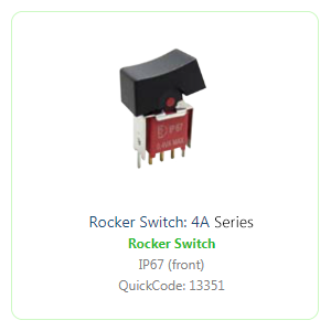 4A rocker switch - vertical, 4A Rocker switch, Panel mount rocker switch, switch without LED illumination, round rocker switch, switch with custom etching. RJS Electronics Ltd. Rocker switch available with SPDT, DPDT, 3DPDT 4DPDT.