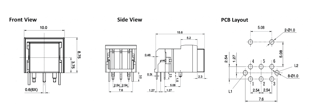 Pcb illuminated push button switch drawing, rjs electronics ltd