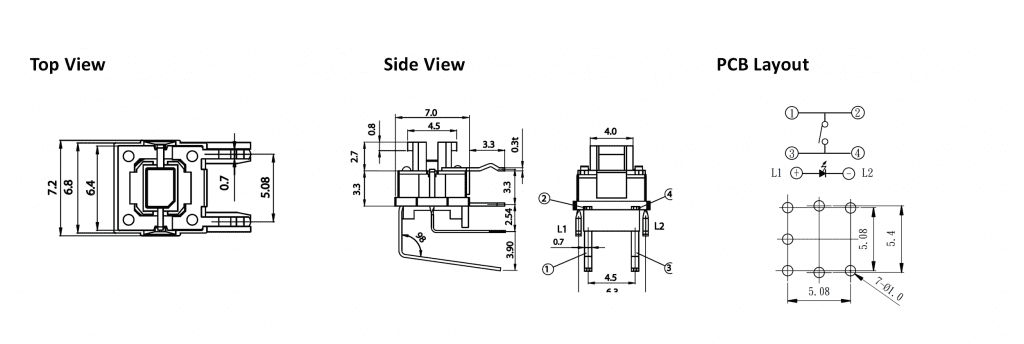 illuminated button drawing, rjs electronics ltd