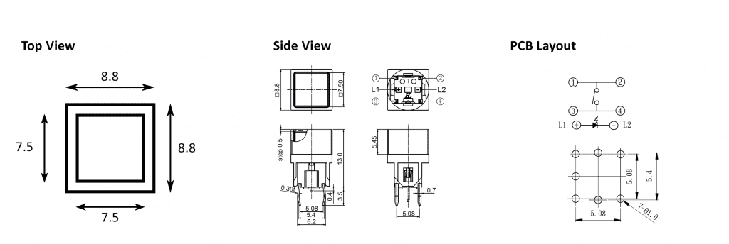 led pcb switch drawing, rjs electronics ltd