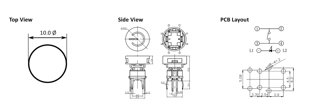 pcb illuminated button drawing, rjs electronics ltd