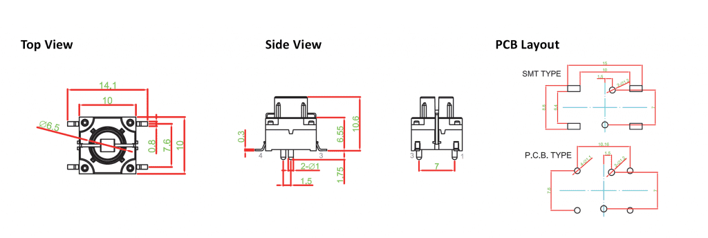 tc018 led switch drawing, rjs electronics ltd