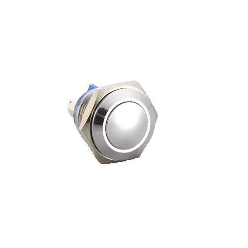 16mm metal push button switch, antivandal, non-illuminated, ball head, panel mount, rjs electronics ltd