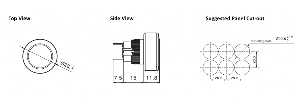 drawing for round led indicator, rjs electronics ltd