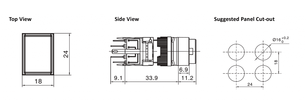 Drawing for push button switch, rjs electronics ltd