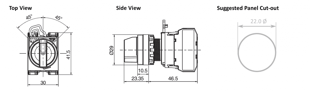 Drawing of RJSPS22E Lamp Selector, rjs electronics ltd