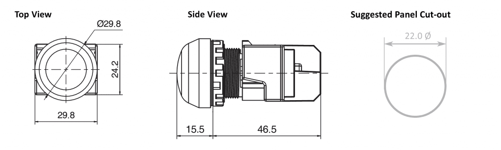 Drawing of RJSPS22E Spherical, rjs electronics ltd