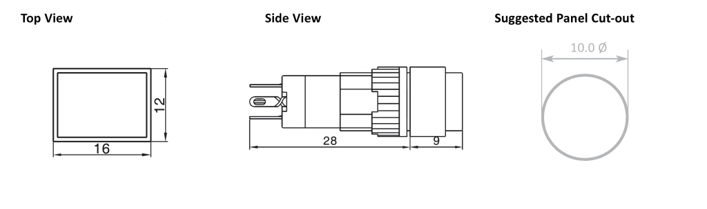 Drawing of RJSPS10A Indicator, rjs electronics ltd