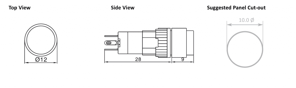 Drawing of RJSPS10A Round, rjs electronics ltd