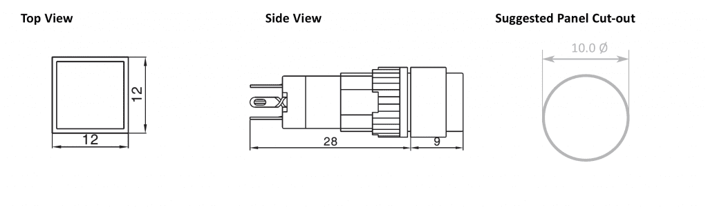 Drawing of RJSPS10A Square, rjs electronics ltd