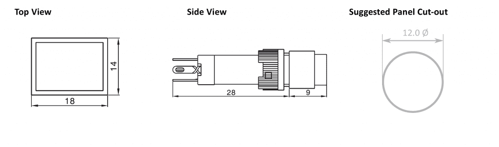 Drawings of RJSPS12A Indicator, rjs electronics ltd