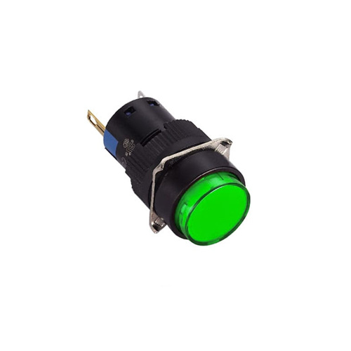 16mm plastic indicator, panel mount, led illuminated, rjs electronics ltd
