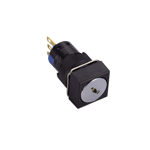 16mm panel mount plastic keylock switch, square cap, non-illuminated, solder lug terminals , rjs electronics ltd