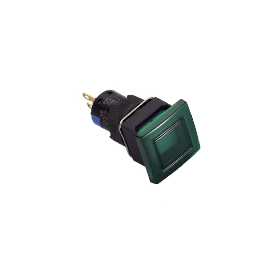 16mm plastic push button switch, sing led illumination, square mushroom cap,3v -24v, ip65 rated, spdt or dpdt, panel mount switch, rjs electronics ltd