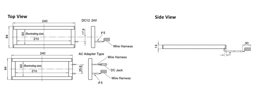 drawing for XL panel led indicator, rjs electronics ltd