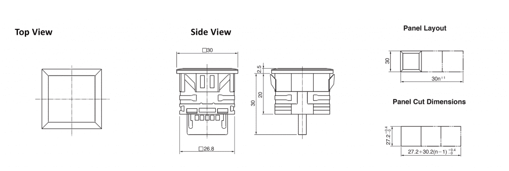 Drawing for BL LED indicator, rjs electronics ltd